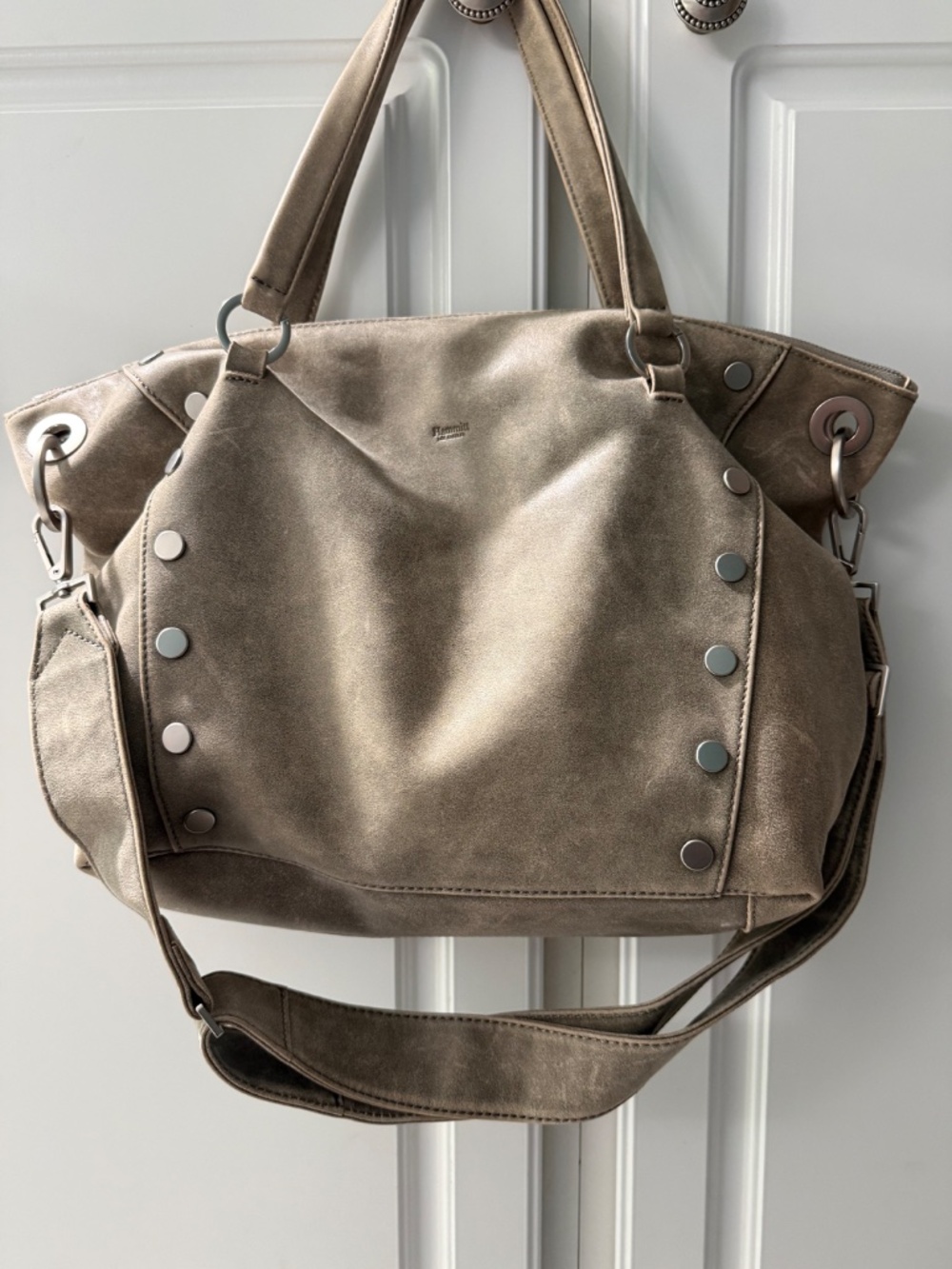 HAMMITT METALLIC SILVER LEATHER STUDDED LARGE TOTE/SHOULDER BAG - Picture 5 of 7